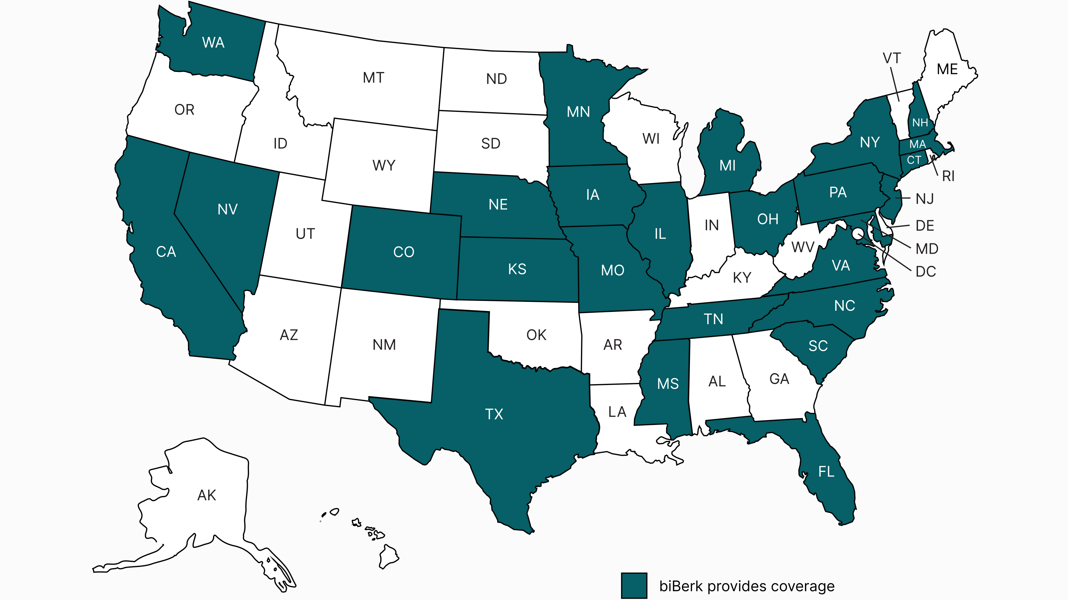 biBerk Umbrella Coverage Map