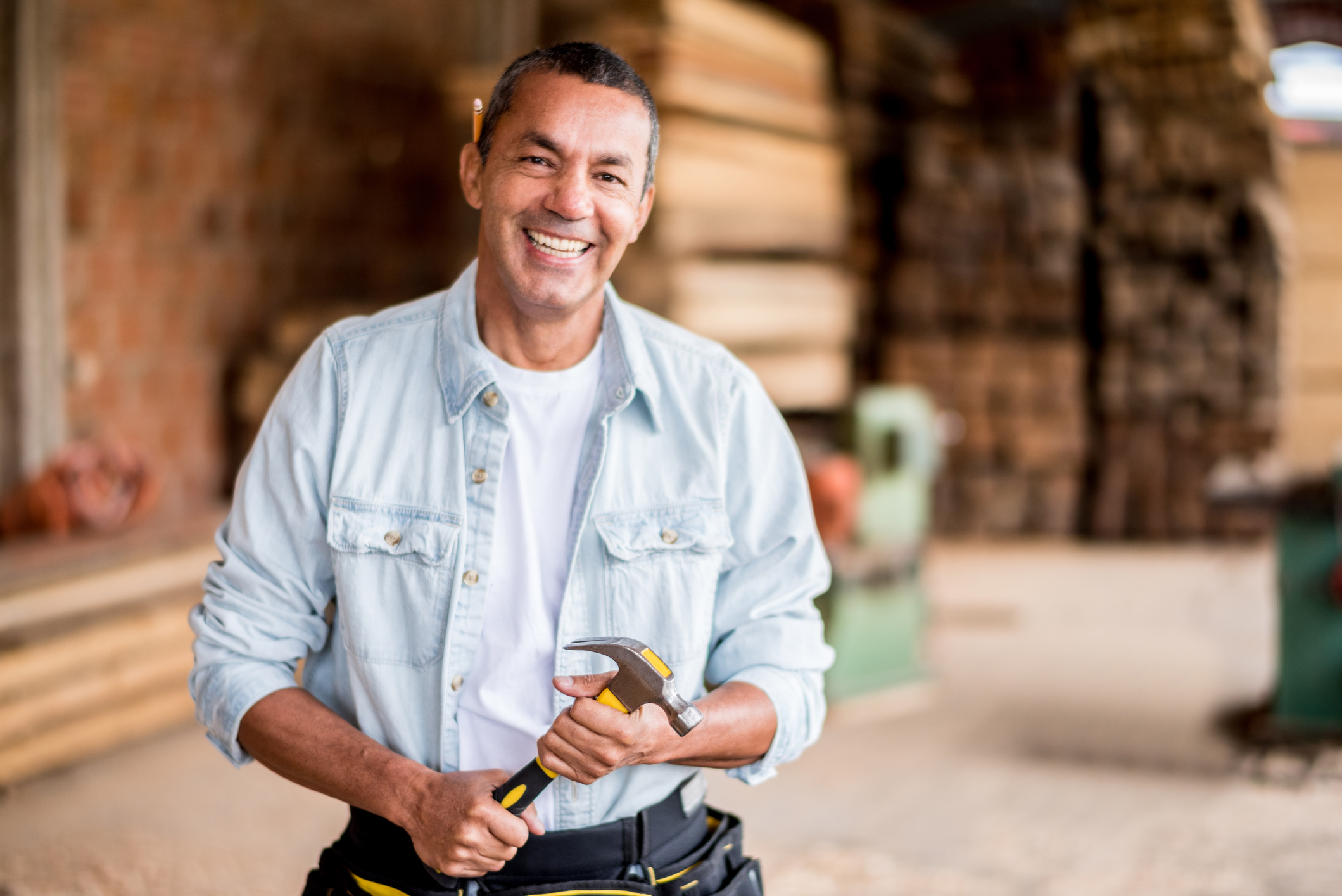 Man holding a hammer
